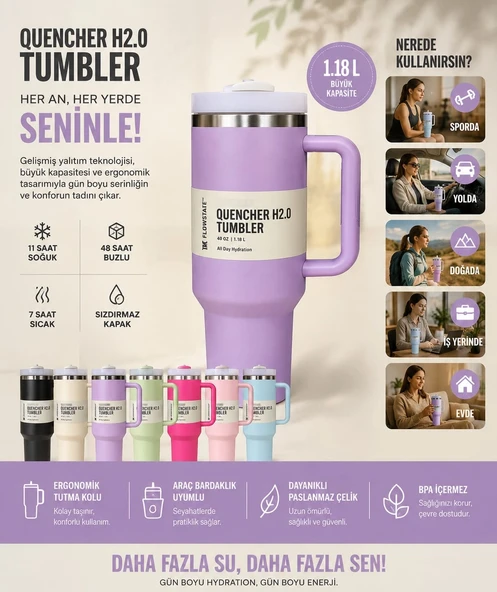 Quencher Pipetli Termos Bardak 1.18 Lt ürün görseli 1
