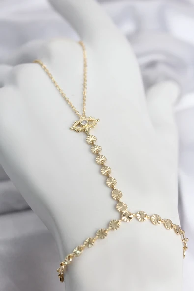 Gold Renk Pirinç Zirkon Taşlı Göz Model Şahmeran ürün görseli 1