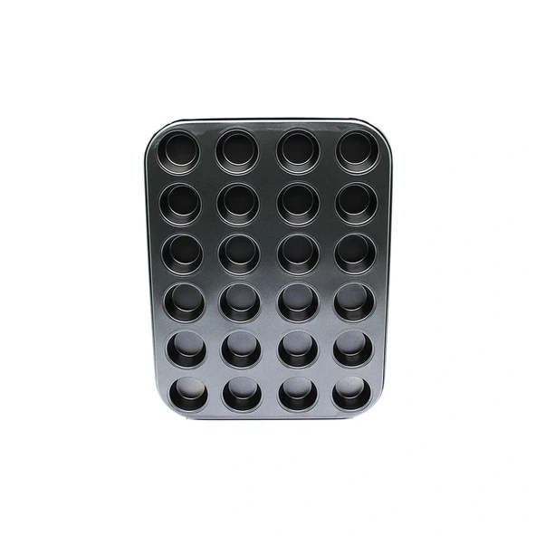 24 Gözlü Metal - Si̇yah Muffin Kek Kalibi (5047) ürün görseli 1