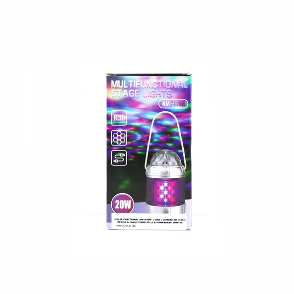 Multi-Functional 3In1 Dönebi̇len Di̇sko Renkli̇ - Fanus Fener Pi̇lli̇ - Hw-978W (5047) ürün görseli 1