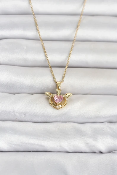 316L Çelik Zincir Gold Renk Kanatlı Model Kadın Kolye ürün görseli 1