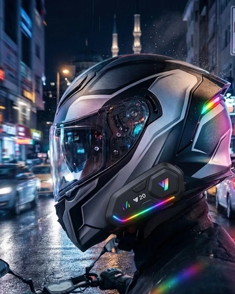 Şarjlı Motosiklet Kask Intercom 5.3 Teknolojisi ürün görseli 1