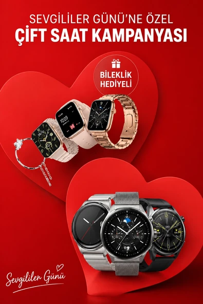 Sevgiliye Özel Yeni Nesil Akıllı Saat Çiftlere Özel Çift Saatleri ürün görseli 1