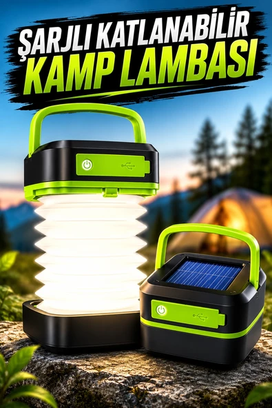 Güneş Enerjili Led Lamba Kamp Lambası Katlanabilir Lamba Usb Şarjlı ürün görseli 1