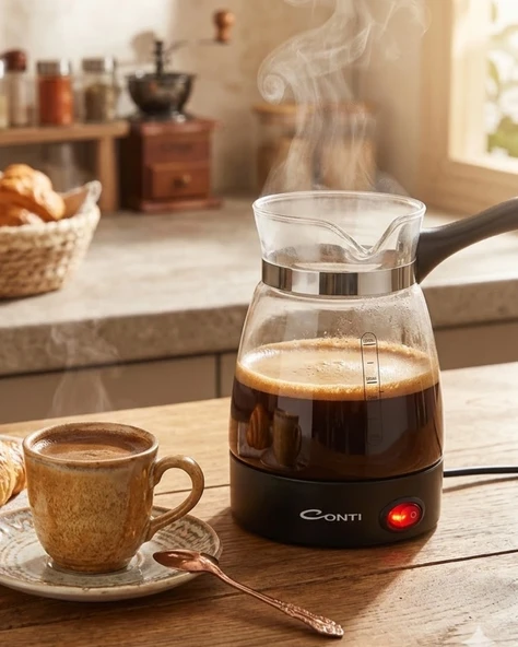 Elektrikli Cam Kahve Makinesi 650W 0.5 Litre Kapasiteli Türk Kahvesi Makinesi ürün görseli 1