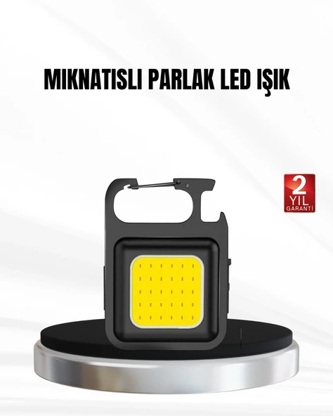 Şarjlı Cob Led Anahtarlık Fener – 4 Modlu, Katlanabilir Standlı ürün görseli 1