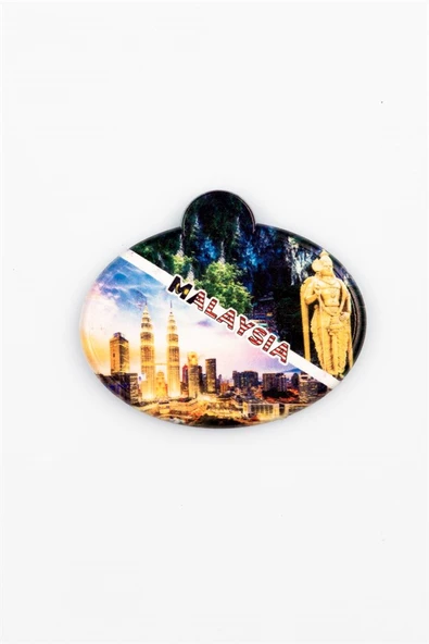 Malezya Kuala Lumpur Temalı Oval Magnet - Resim 3