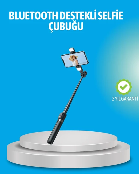 Işıklı Uzaktan Kumandalı Selfie Çubuğu – 130 Cm Yükseklik ürün görseli 1