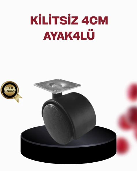 4 Cm Döner Ayak Kilitsiz 4 Adet Mobilya Sehpa Ayağı ürün görseli 1