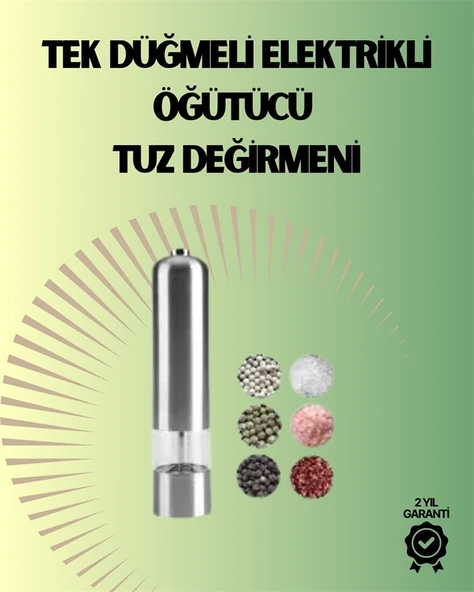 Pilli Otomatik Baharat Değirmeni Gıda Sınıfı Çelik Sessiz Öğütücü Alet ürün görseli 1