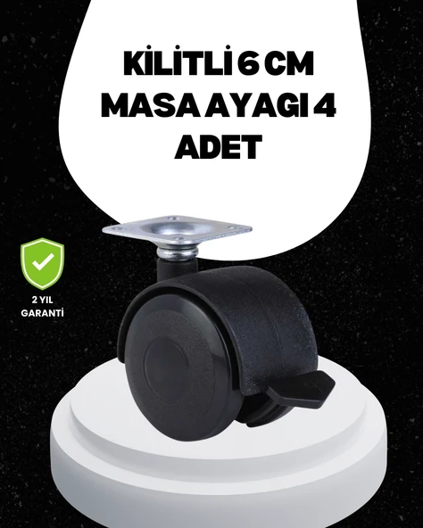 6 Cm Kilitli Tekerlek Ayak 4 Adet Sehpa Ekipman ürün görseli 1