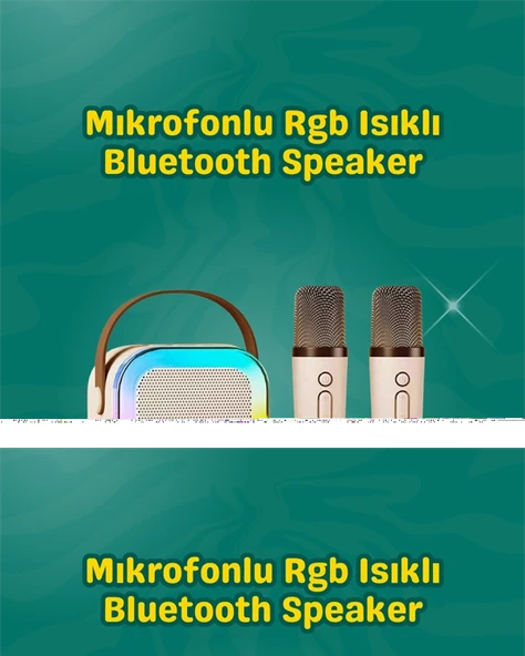 İki Mikrofonlu Renkli Led Işıklı Karaoke ürün görseli 1