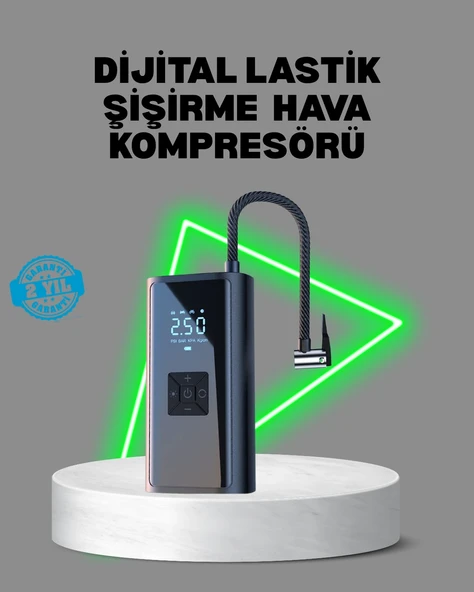 80W Dijital Ekranlı Taşınabilir Lastik Şişirme Pompası ürün görseli 1
