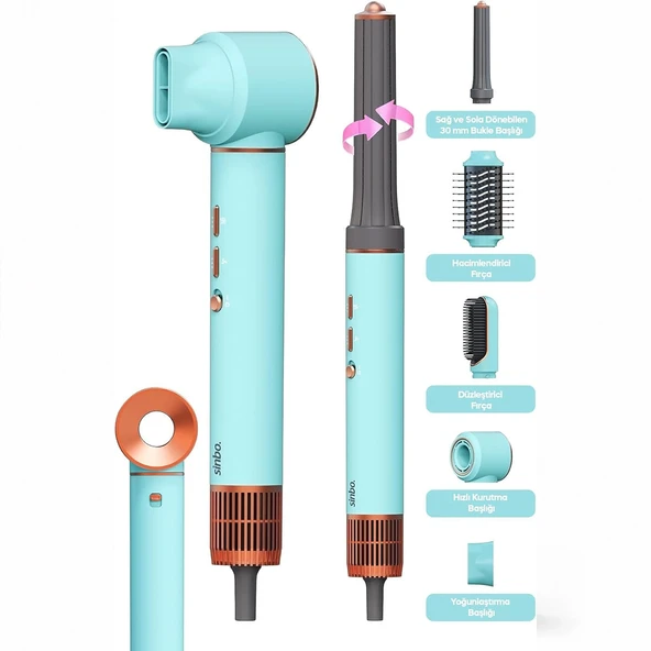 Mavi̇ Ai̇r Brush 5İn1=Bukle-Haci̇mle-Düzleşti̇r-2-Firça Saç Kurutma - Şeki̇l Maki̇nesi̇ 1300W 3-Kdm.Hiz Sicaklik Shd-1729 (5047) ürün görseli 1