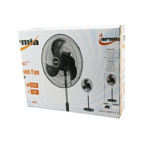 İnç Sanayi̇ Vanti̇latör 3 Metal Kanat: Çap:56Cm - Y: 140Cm - 3 Kademe Hiz 80W (5047) ürün görseli 1
