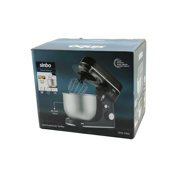 Si̇yah Standli Mi̇kser Çirpici - Hamur Yoğurucu - Kariştirici 8 Kademe Hiz Ayar 6L Çeli̇k Hazne 1300W Smx-2769 (5047) ürün görseli 1