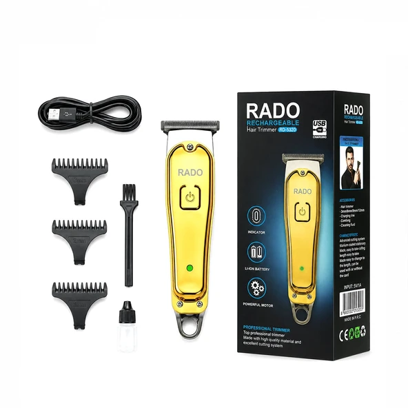 Sari Metal Kaplama - Usb Sarjli - T 3 Kesi̇m Tarak - Şi̇şe - Temi̇zleme Firça Saç Sakal Kesme - Traş Maki̇ne Rd-3638 (5047) ürün görseli 1