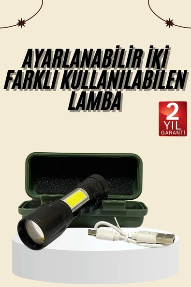 Uzun Menzilli Şarjlı El Feneri Uzun Ömürlü Led Işık Lamba ürün görseli 1