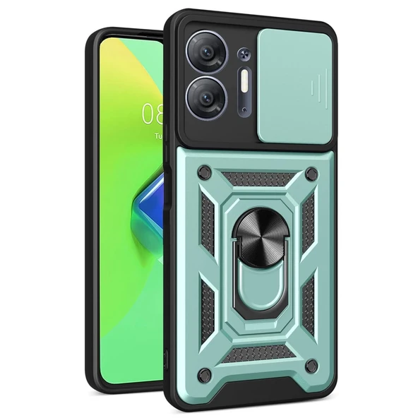 İnfinix 30 5G Pars Lens Yüzüklü Silikon - Yeşil ürün görseli 1
