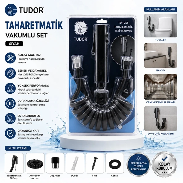 Si̇yah Taharatmati̇k Seti̇ Taharatmeti̇k El Duşu- Hortum - Mafsal Vakumlu Set (5047) ürün görseli 1