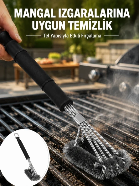 Uzun Saplı Izgara Temizleme Fırçası Çelik Telli Yeni Nesil ürün görseli 1
