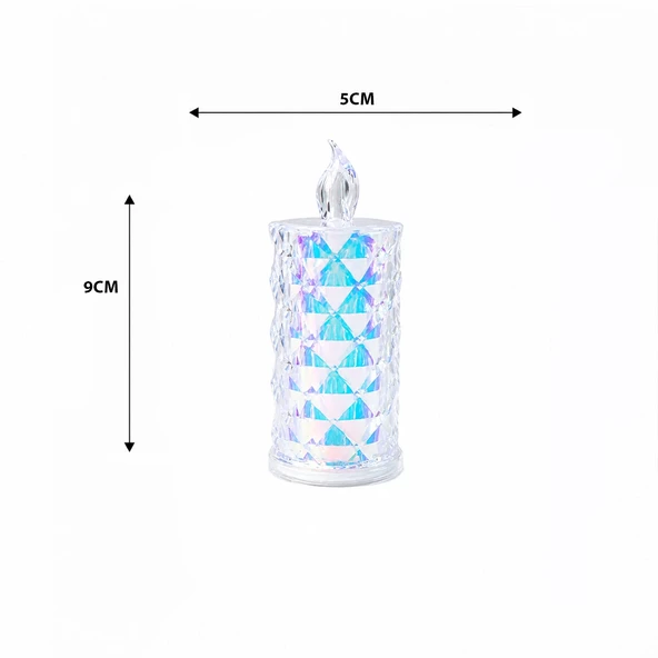 12 Adet Led Candle Kamp Küçük Boy= Çap:5Cm - Y: 9Cm Pi̇lli̇ Led Mum Mi̇ka Kri̇stal Plasti̇k Yakut-13635 (5047) ürün görseli 1
