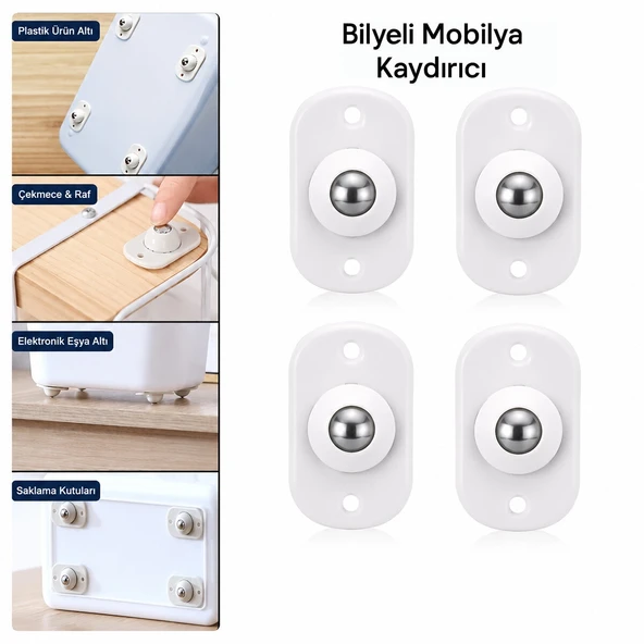 Kartelali 4Pcs Tek Bi̇lya Tekerlekli̇ Mobi̇lya Eşya Taşima Aparati 360° 8Kg Taşima Kapasi̇te (5047) ürün görseli 1