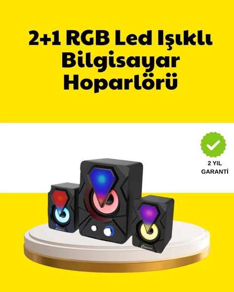 2.1 Usb Bağlantılı Oyun Hoparlörü Renkli Led Işıklı ürün görseli 1