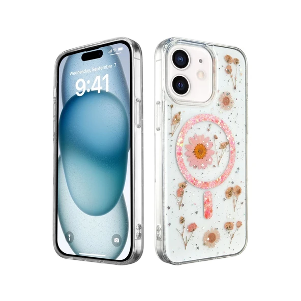 İphone 12 Daisy Simli Kapak - Pembe ürün görseli 1