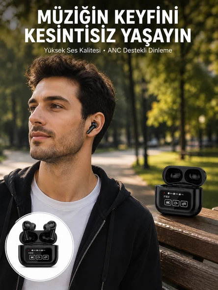 Kulak İçi Ekranlı Müzik Dinleme Çağrı Cevaplama Siyah Yeni Nesil ürün görseli 1