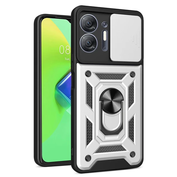 İnfinix 30 5G Pars Lens Yüzüklü Silikon - Gümüş ürün görseli 1
