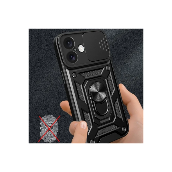 İphone 16 Pars Lens Yüzüklü Silikon - Gold - Resim 3