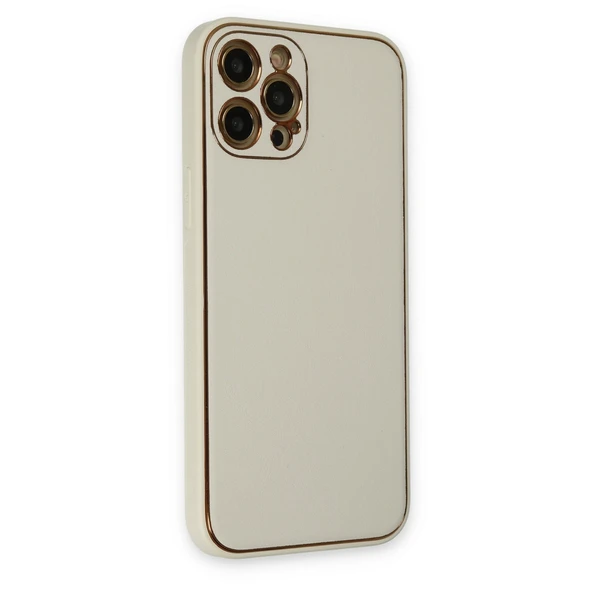 İphone 12 Coco Deri Silikon Kapak - Beyaz - Resim 2