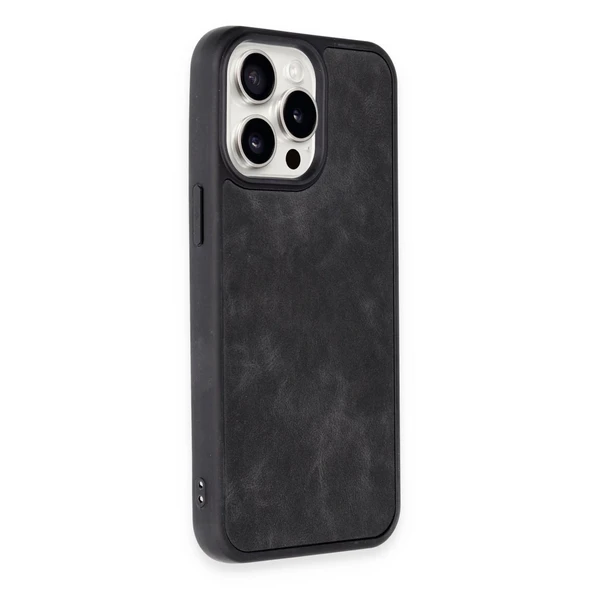 İphone 15 Aras Deri Kapak - Siyah - Resim 2