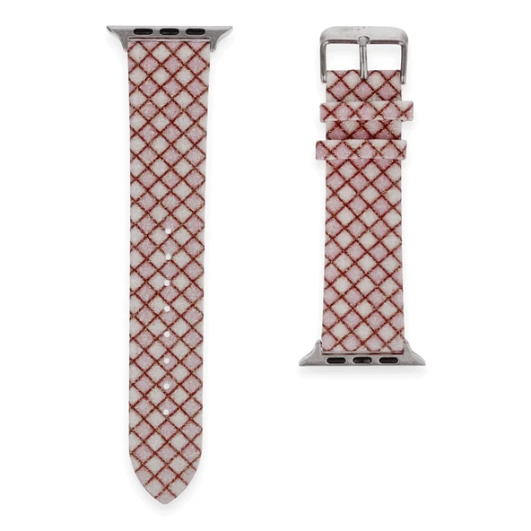 Watch 42Mm Karo Motif Kordon - Pembe ürün görseli 1
