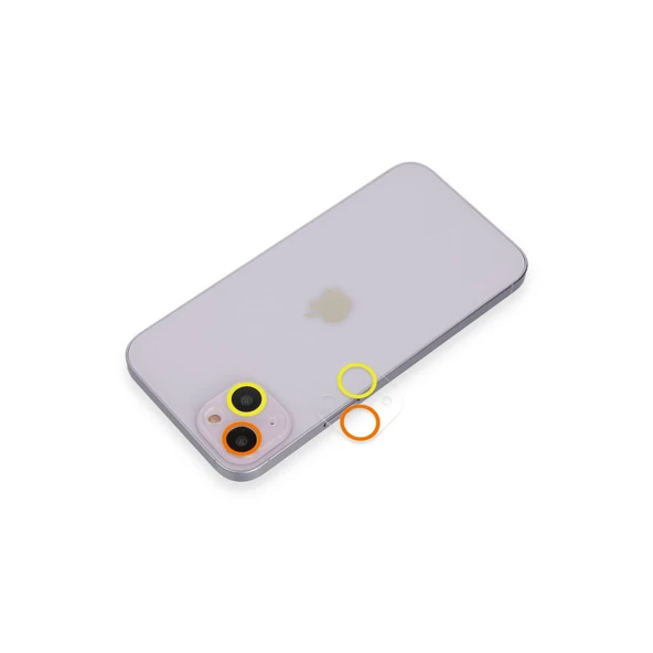İphone 13 Renkli Kamera Lens Koruma Cam - Sarı-Turuncu ürün görseli 1