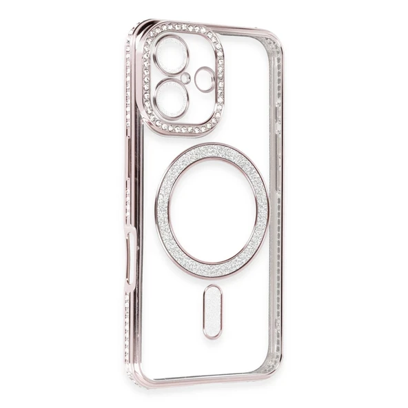 İphone 16 Joke Simli Magneticsafe - Pembe - Resim 3
