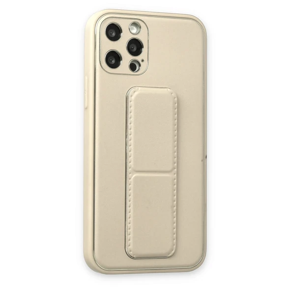 İphone 12 Coco Deri Standlı Kapak - Beyaz - Resim 2