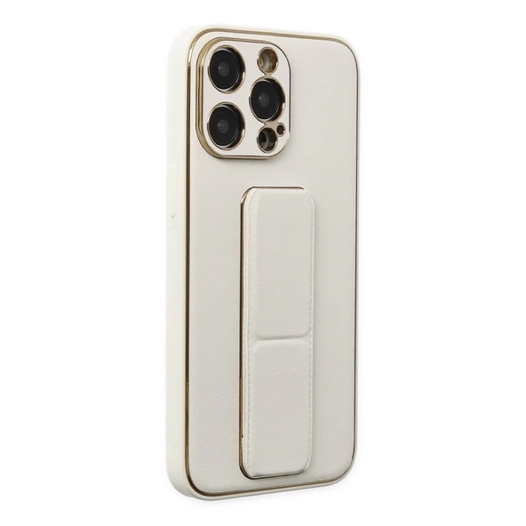 İphone 13 Coco Deri Standlı Kapak - Beyaz - Resim 2