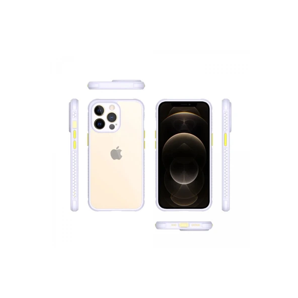 İphone 13 Miami Şeffaf Silikon - Lila - Resim 2