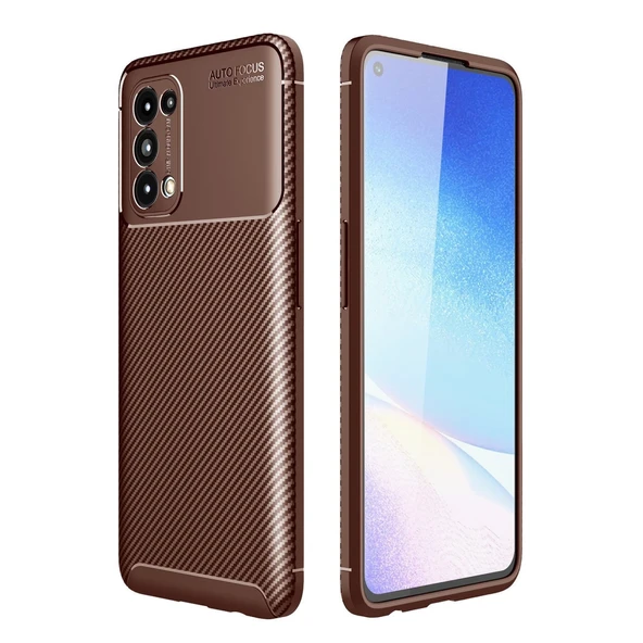 Reno 5 Auto Focus Karbon Kapak - Kahverengi ürün görseli 1