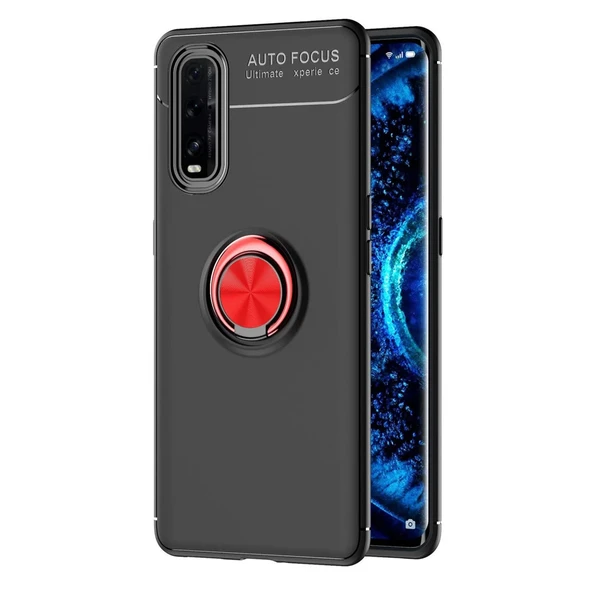 Find X2 Range Yüzüklü Silikon - Siyah-Kırmızı ürün görseli 1