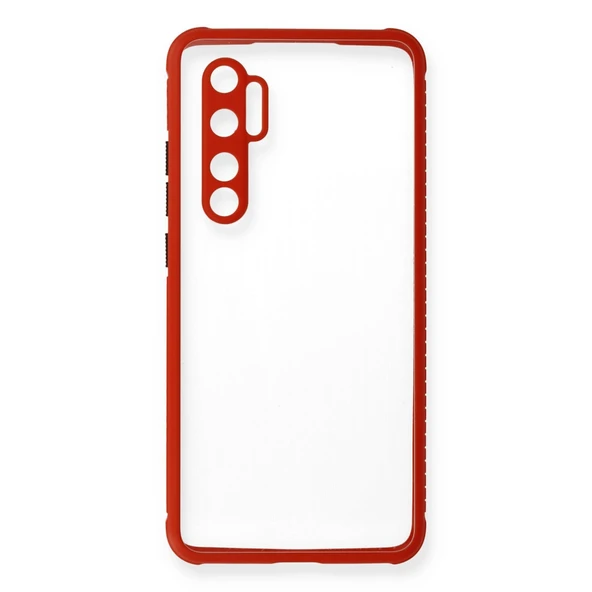 Mi 10 Lite Miami Şeffaf Silikon - Kırmızı - Resim 2