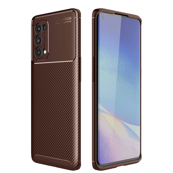 Reno 5 Auto Focus Karbon Kapak - Kahverengi ürün görseli 1