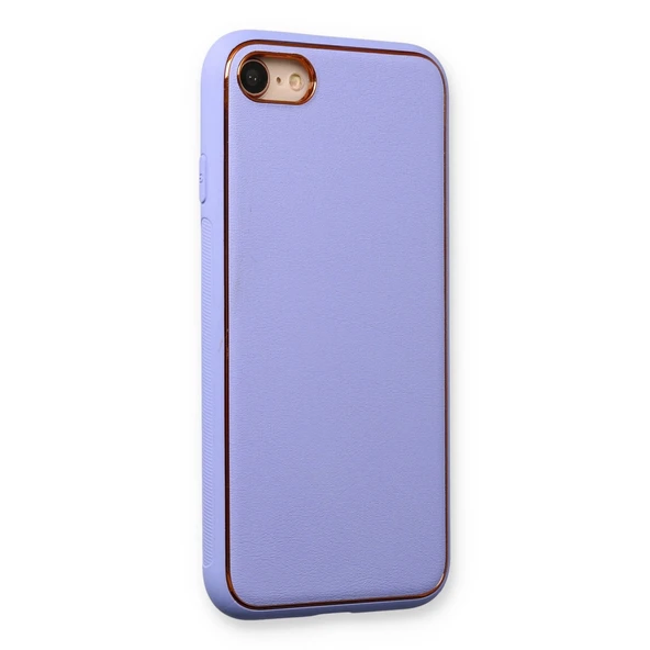 İphone 7 Coco Deri Silikon Kapak - Lila - Resim 2
