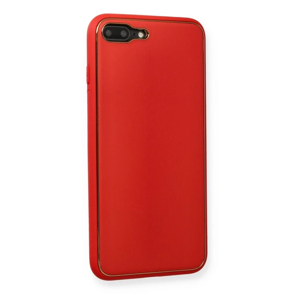 İphone 7 Coco Deri Silikon Kapak - Kırmızı - Resim 2