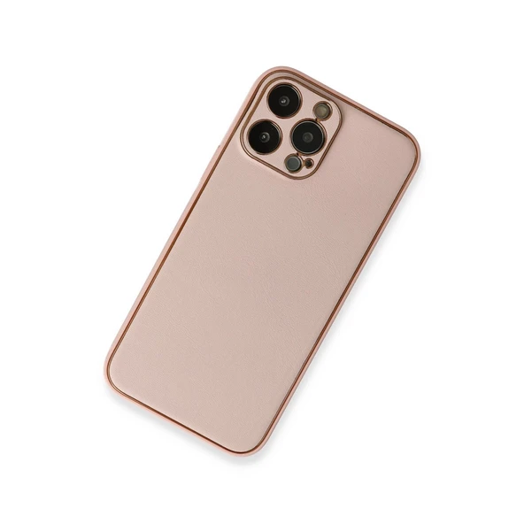 İphone 13 Coco Deri Silikon Kapak - Pembe - Resim 2
