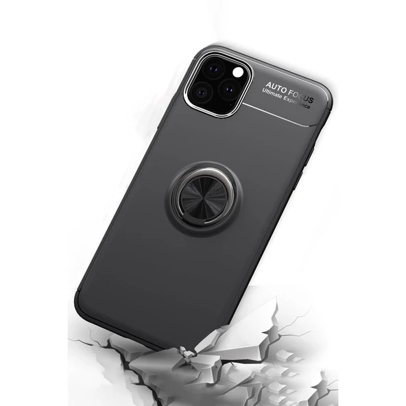 İphone 11 Range Yüzüklü Silikon - Siyah - Resim 3