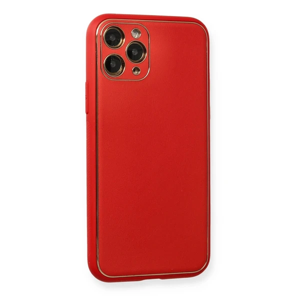 İphone 11 Coco Deri Silikon Kapak - Kırmızı - Resim 2