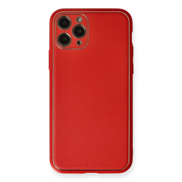 İphone 11 Coco Deri Silikon Kapak - Kırmızı ürün görseli 1